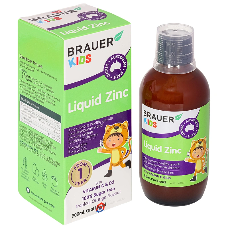Thực phẩm bảo vệ sức khỏe Brauer Kids Liquid Zinc - 1